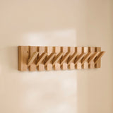 Wooden Coat Rack Wall Mounted Sticks Multi Rack Solid Handmade Natural Wood Artwork with 5 Flip-Down Unique Modern Hooks for Coats Bag Hat Umbrella